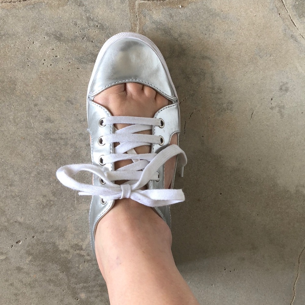 Jeffrey Campbell Silver Faux Leather Cut Out Shoes